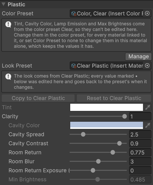 The Plastic section of the body material