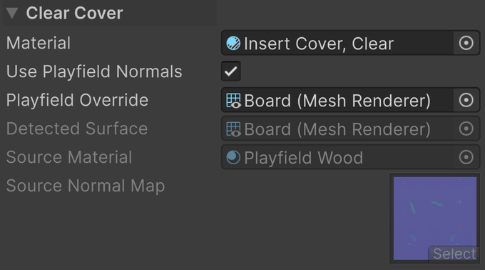 The Clear Cover section of an insert