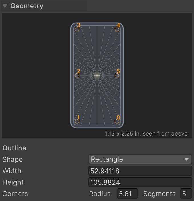 Rectangle parameters