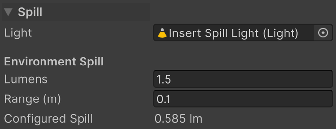 The Spill section of an Insert Light