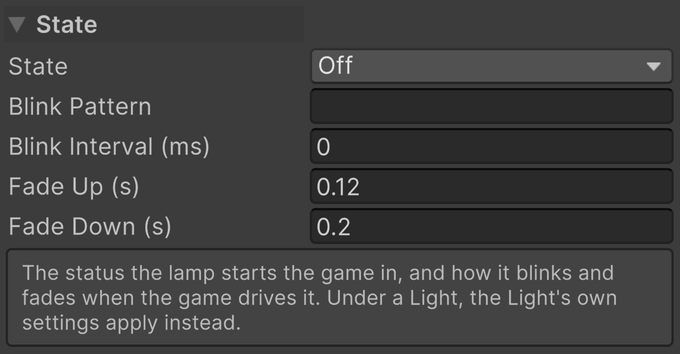 The State section of an Insert Light