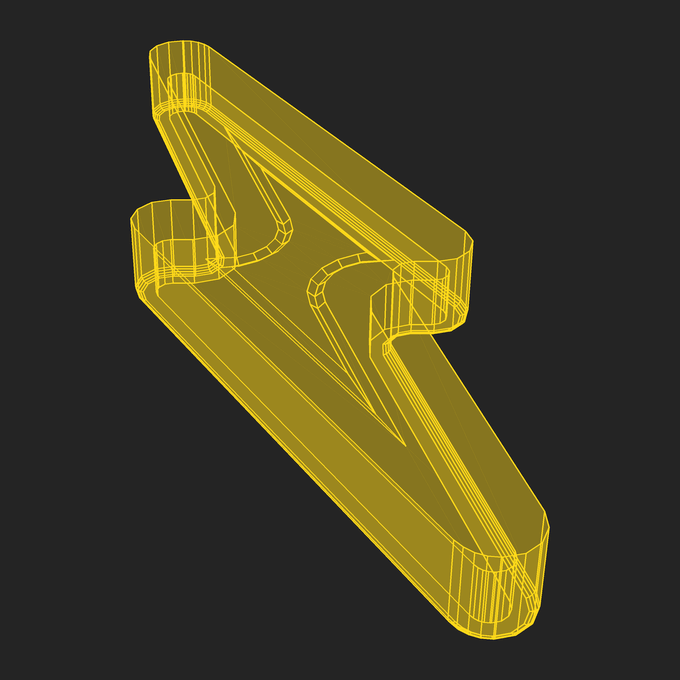 Wireframe of a flash with an engraved line