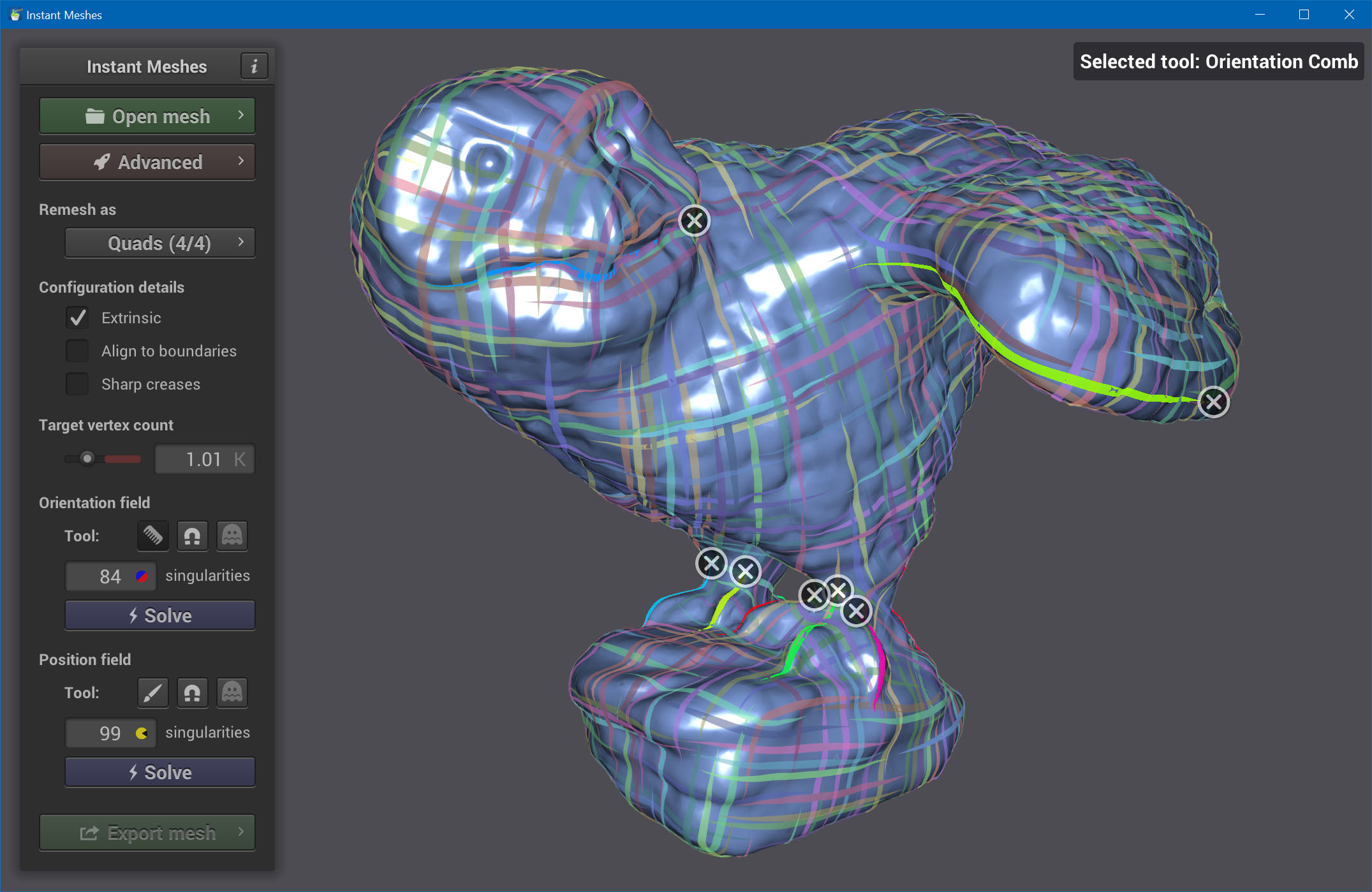 Orientation Field after using the Comb tool