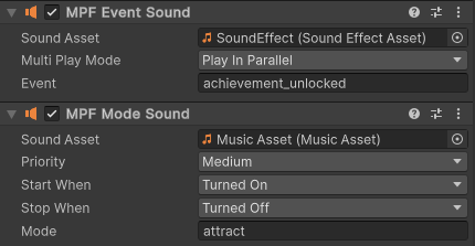 Event and mode sound components